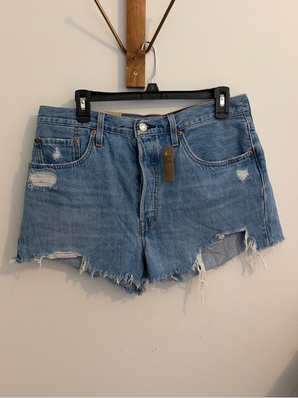 Levi's Light Blue Distressed Denim Cutoff Shorts